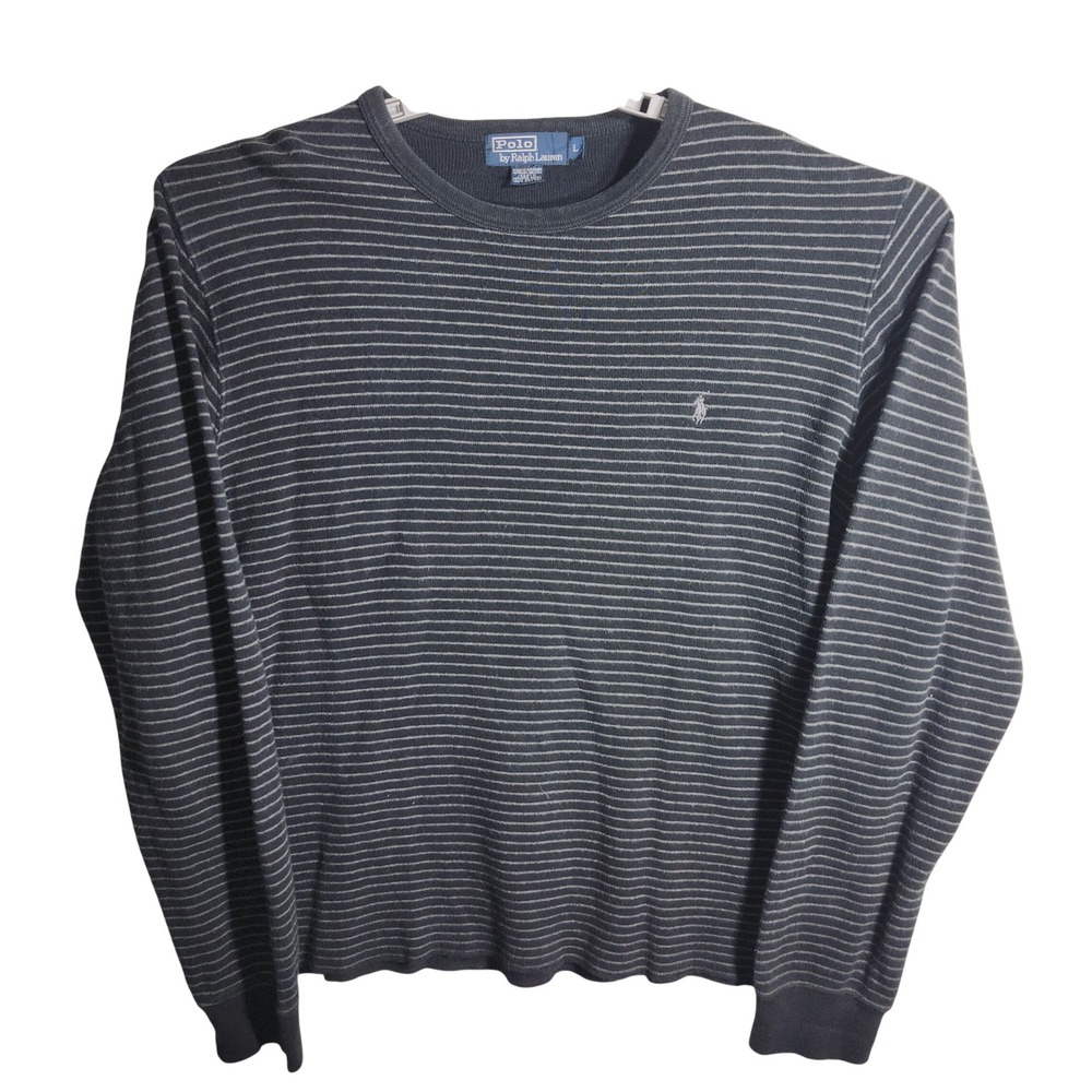 Polo Ralph Lauren Mens Striped Long Sleeve Sweater Crew Neck Cotton Size‎ L